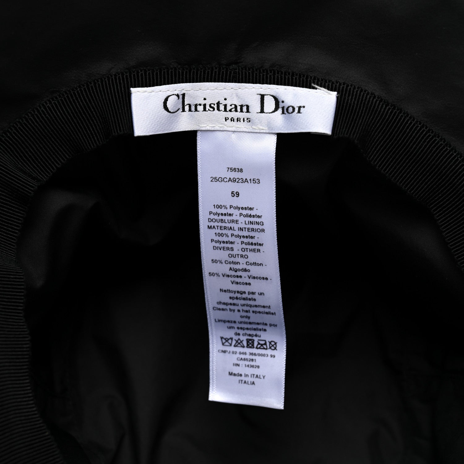 Christian Dior Nylon Cannage Bucket Hat 59 Black 7 of 8