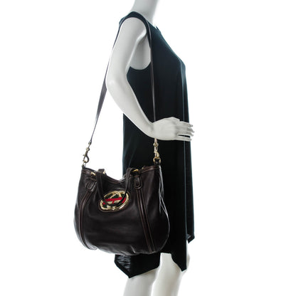 Gucci Calfskin Medium Britt Tote Dark Brown 2 of 7