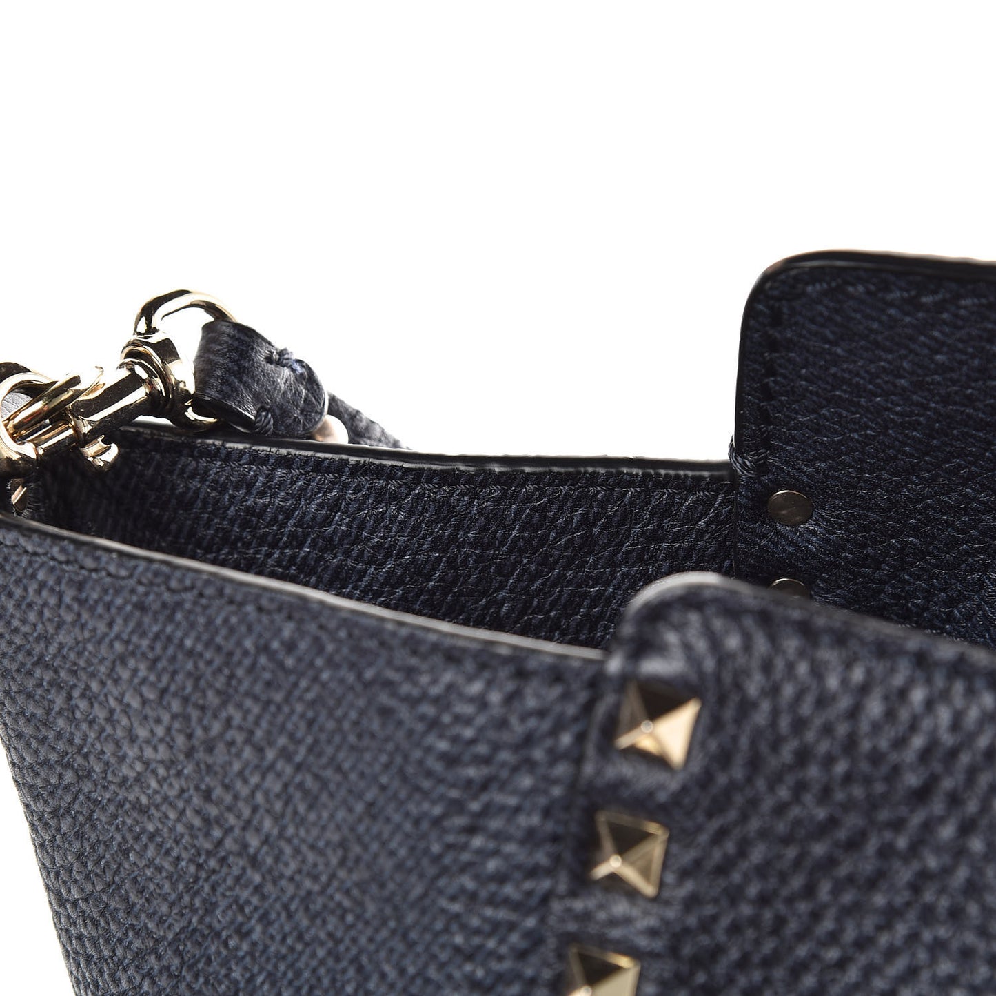 Pebbled Calfskin Medium Rockstud Tote Deep Denim