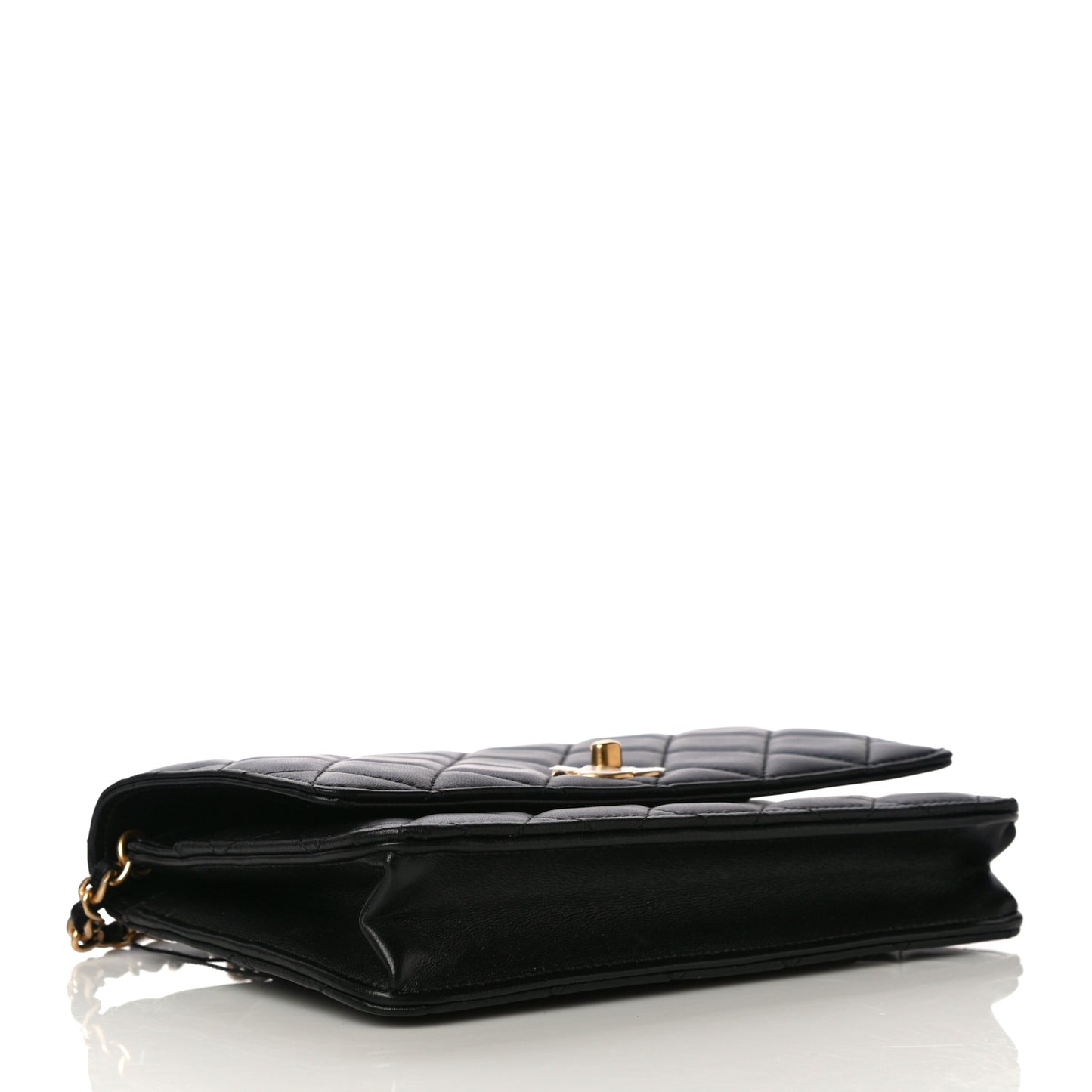 Lambskin Quilted CC Pearl Crush Wallet on Chain WOC Black