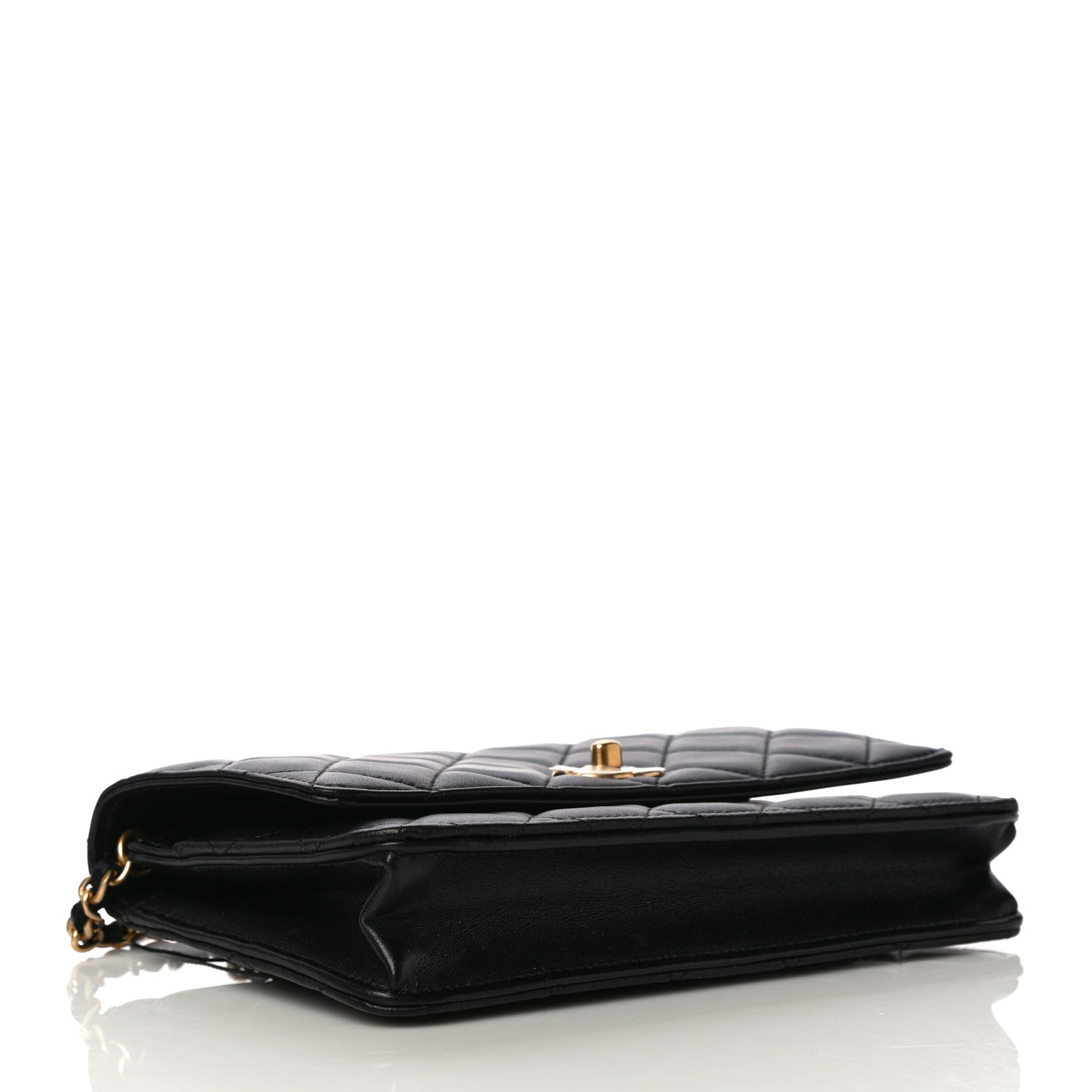 Chanel Lambskin Quilted CC Pearl Crush Wallet on Chain WOC Black 4 of 16