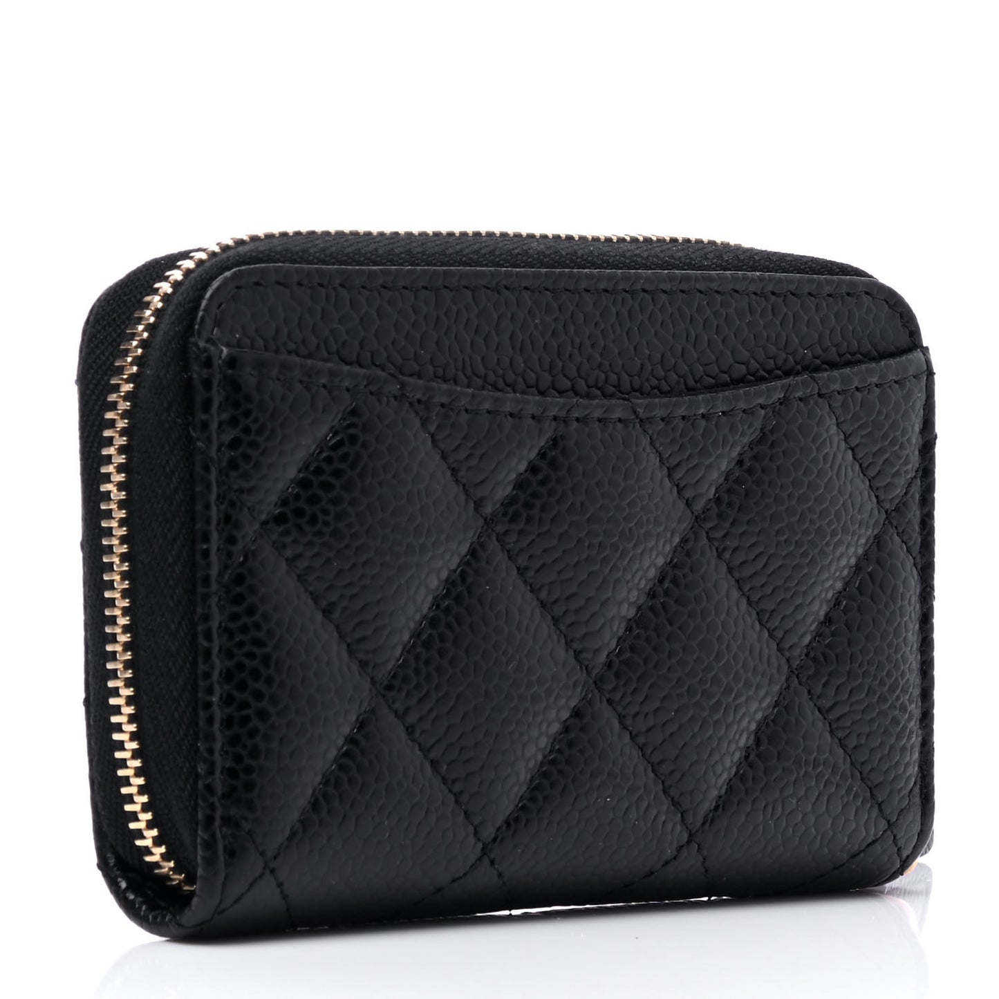 Caviar Quilted Zip Coin Purse Black