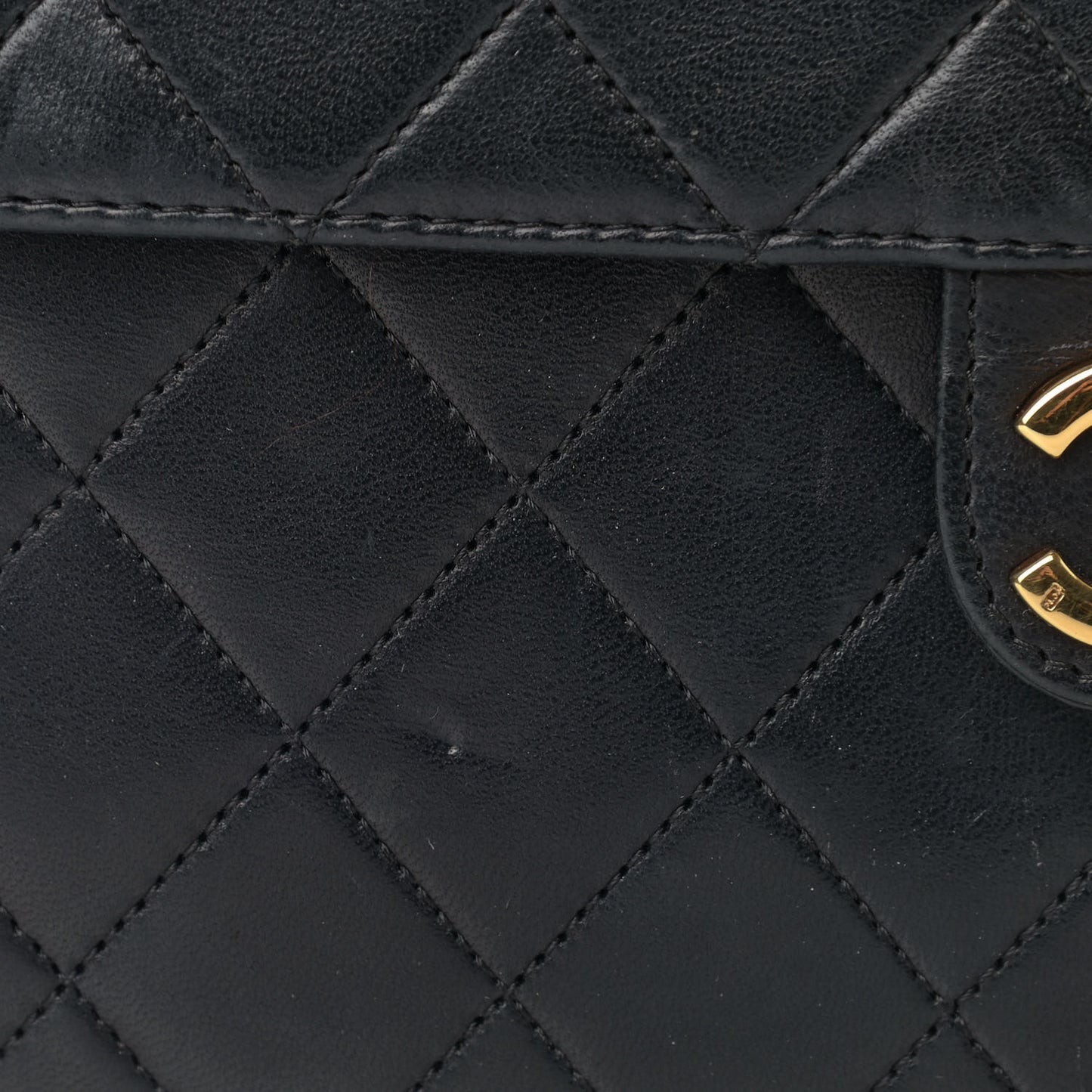 Lambskin Quilted Small Single Flap Black