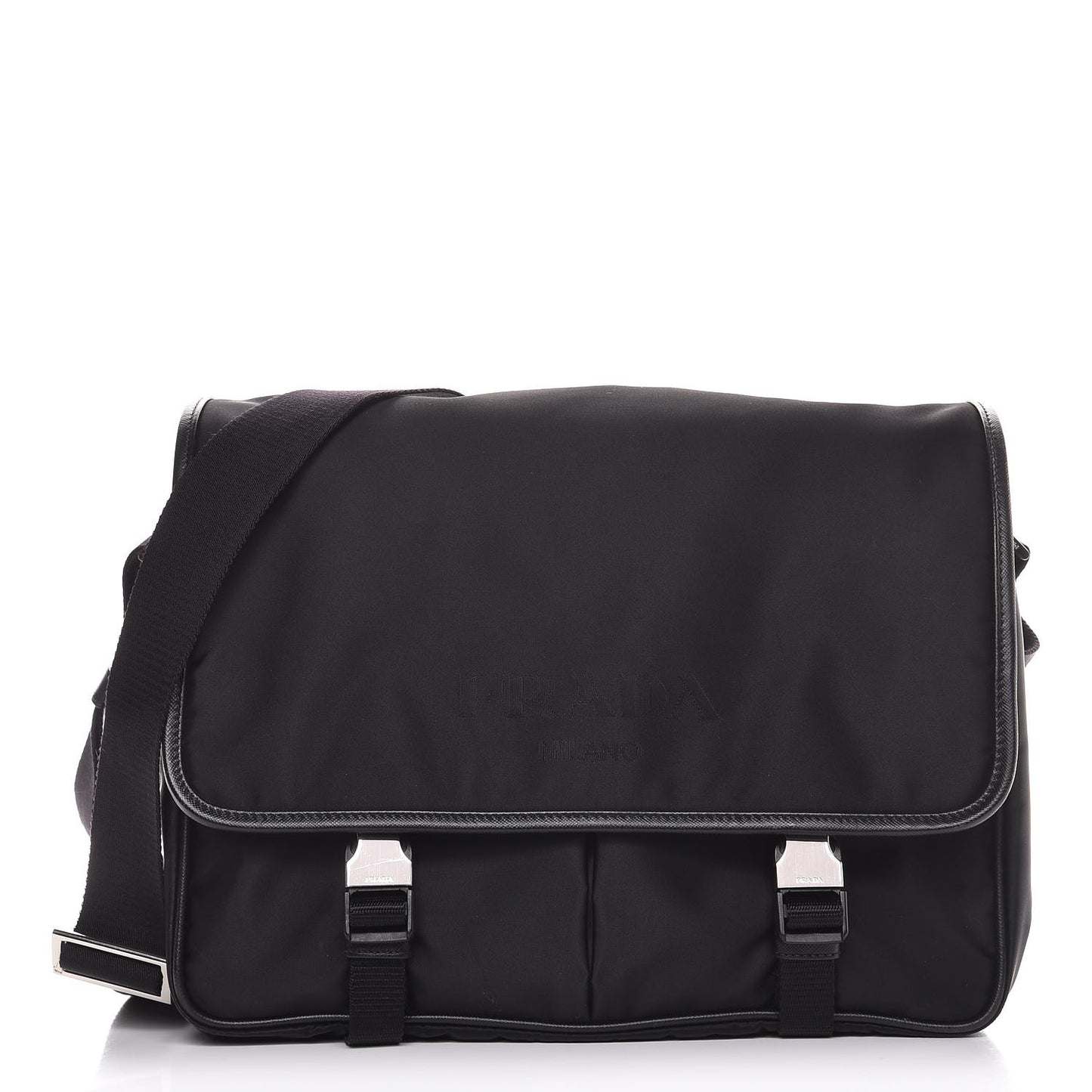 Tessuto Nylon Saffiano Messenger Black