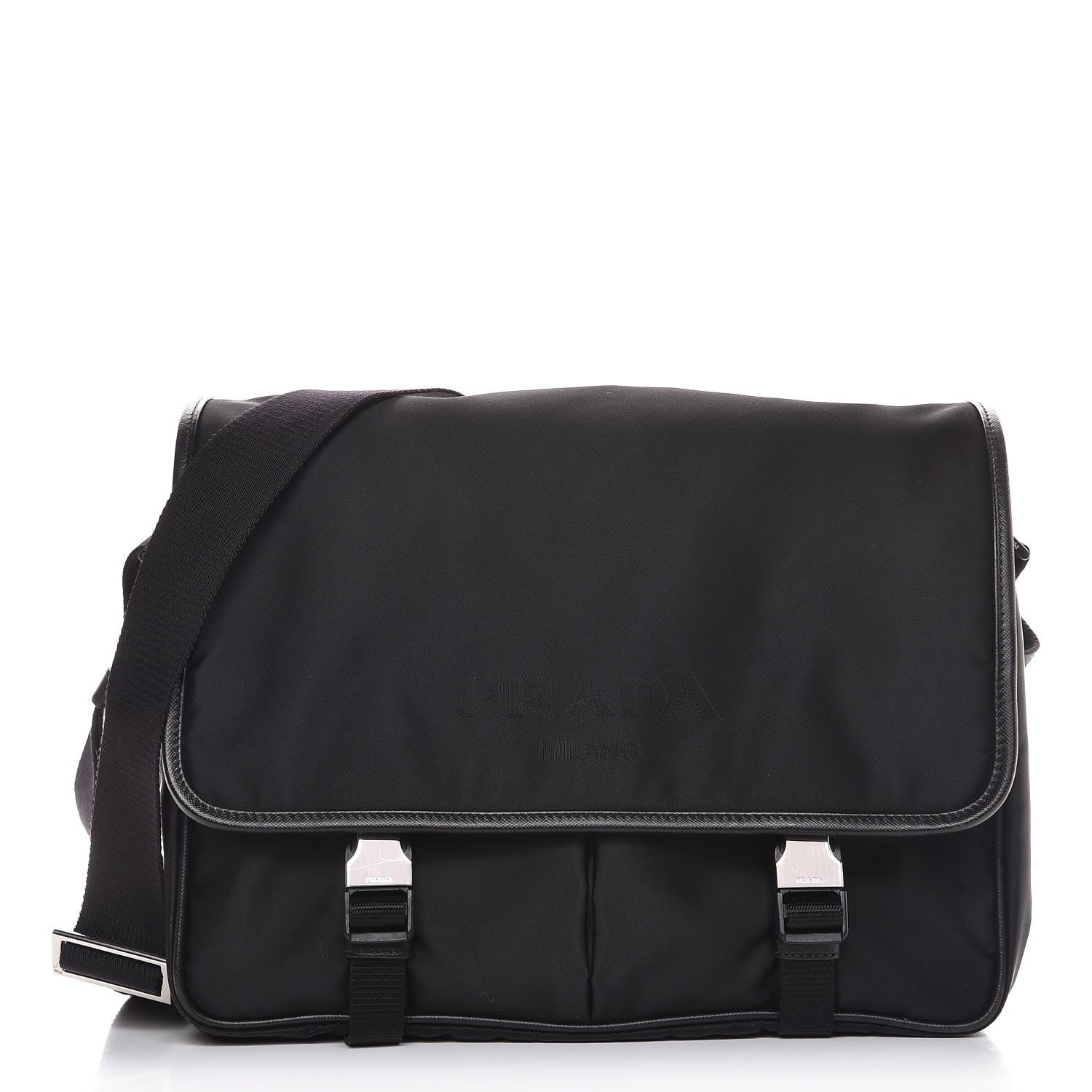 Prada Tessuto Nylon Saffiano Messenger Black 1 of 9