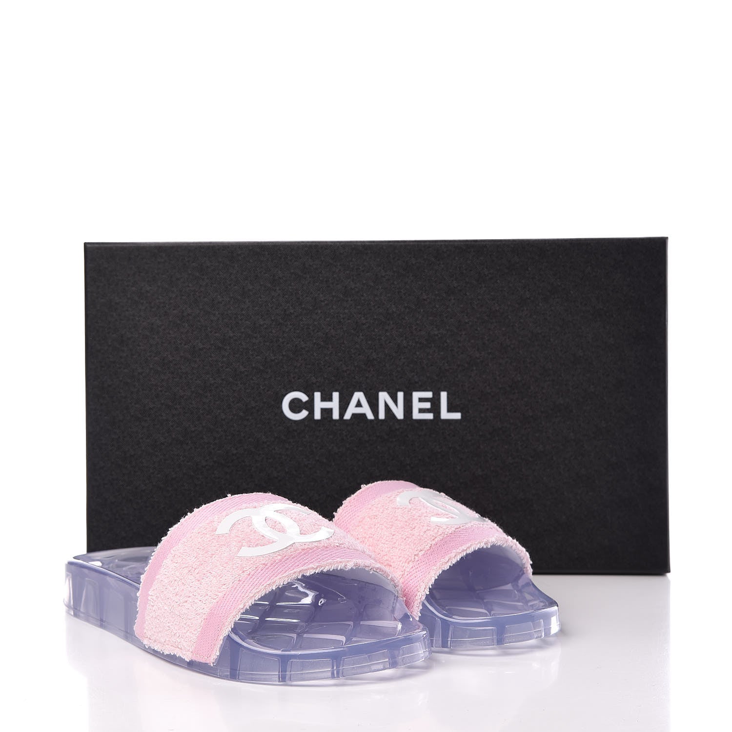 Chanel PVC Transparent Fabric CC Flat Slide Sandals 36 Pink 8 of 8