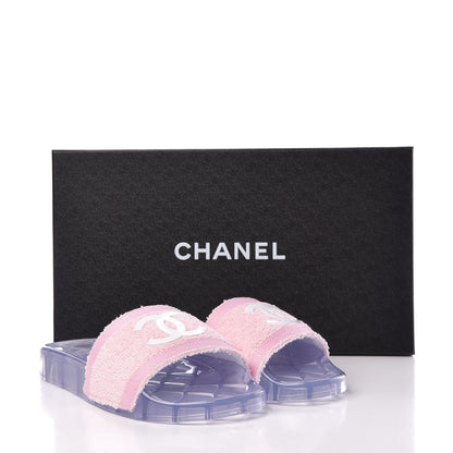 Chanel PVC Transparent Fabric CC Flat Slide Sandals 36 Pink 8 of 8