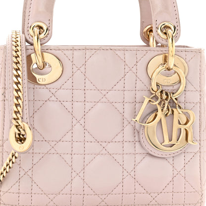 Christian Dior Metallic Lambskin Cannage Mini Lady Dior Lotus 8 of 12