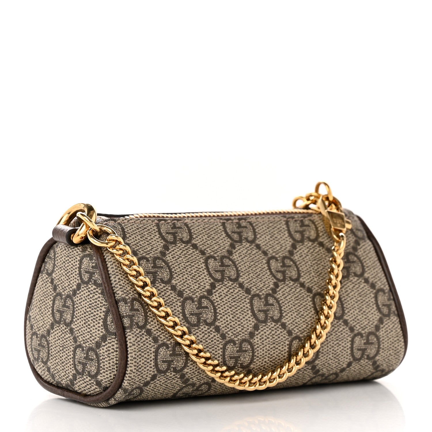 Gucci GG Supreme Monogram Strawberry Retro Interlocking G Barrel Coin Purse Beige Ebony 3 of 10