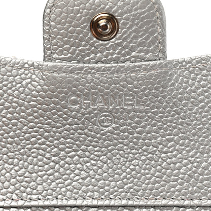 Chanel Metallic Caviar Quilted Compact Flap Wallet Silver 6 of 8