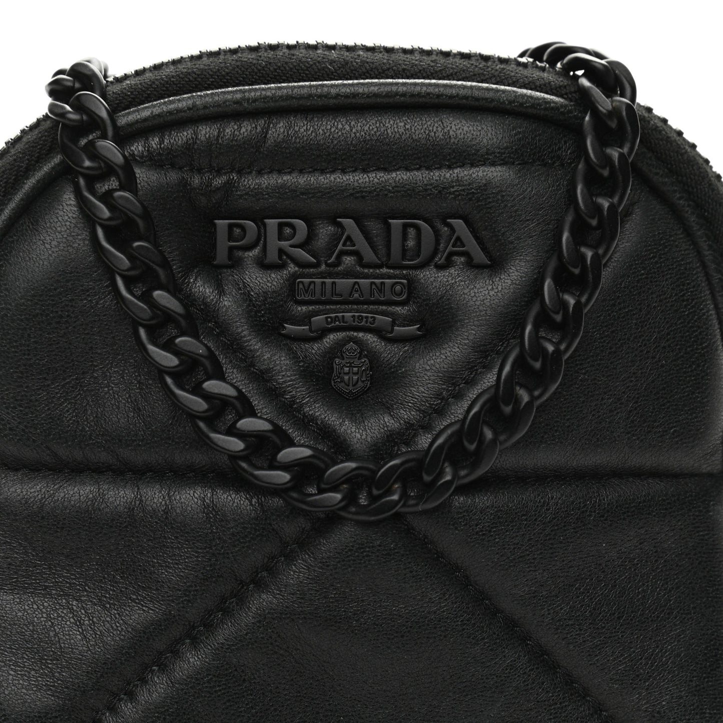 Nappa Triangle Stitched Spectrum Double Zip Phone Case Crossbody Bag Black