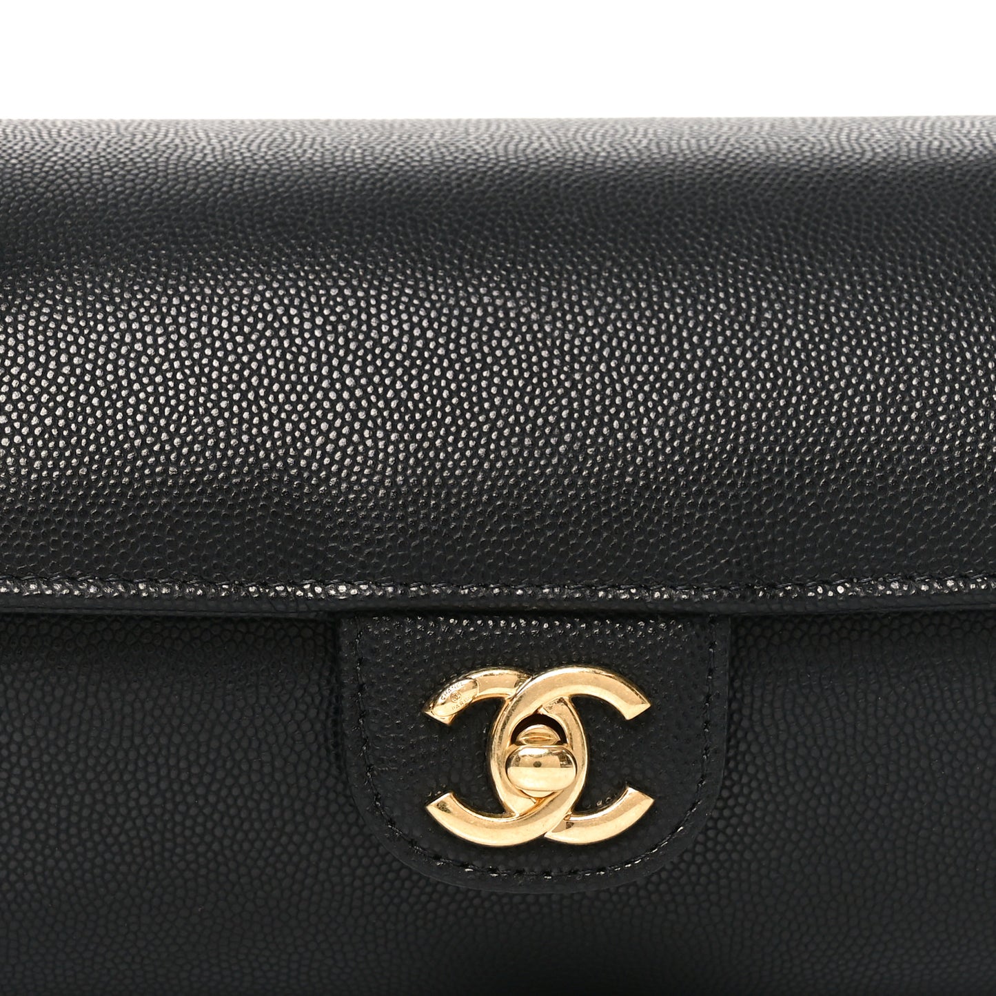 Shiny Caviar Preppy Coco Small Bowling Bag Black