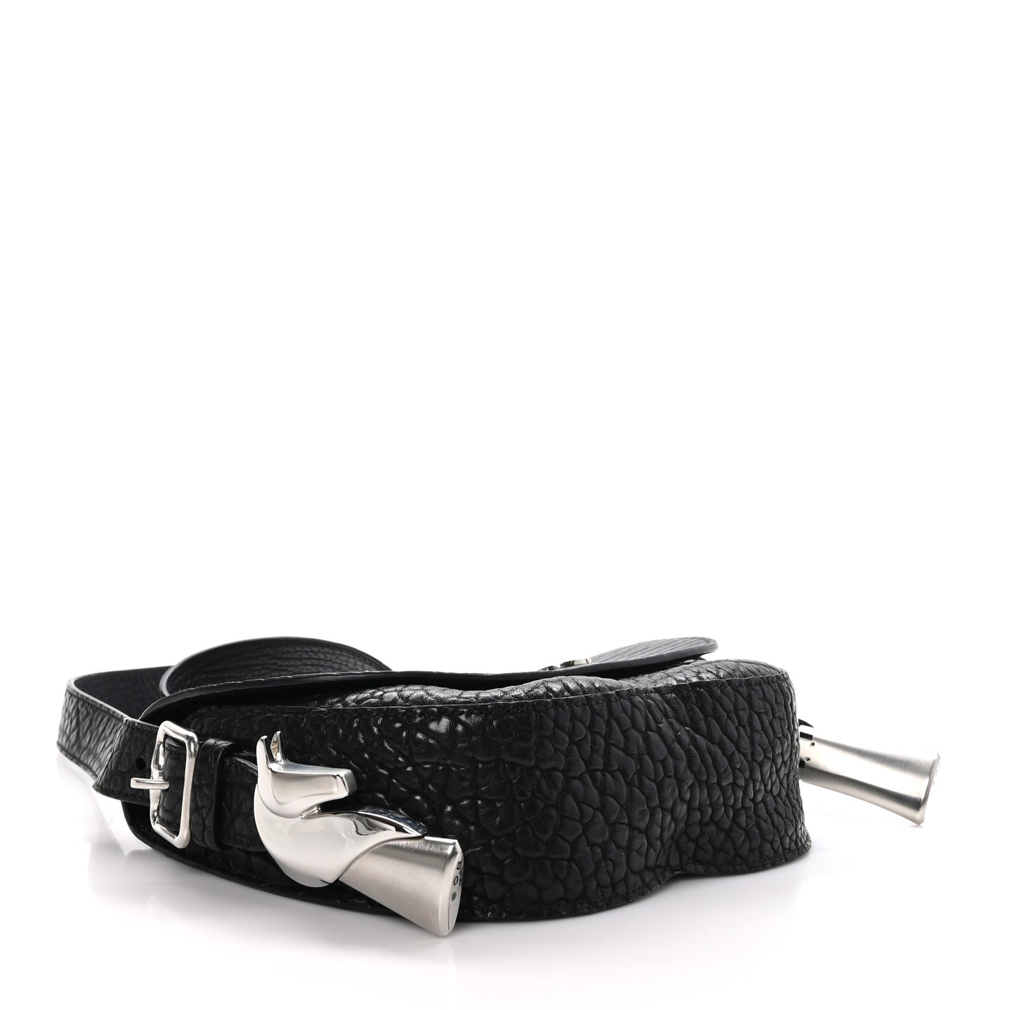 Grain Calfskin Chess Satchel Bag Black