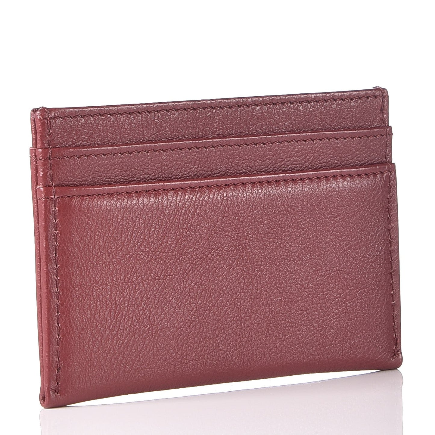 Grained Calfskin CC Card Holder Dark Red