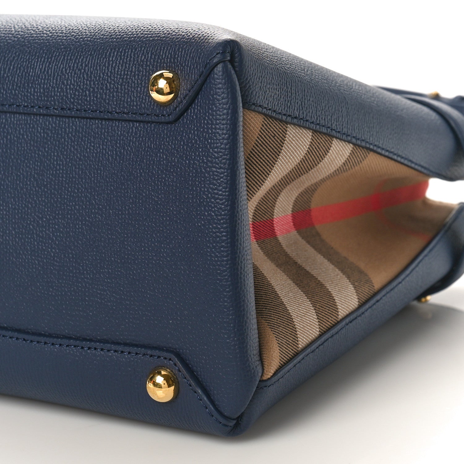Burberry Derby Calfskin Vintage Check Medium Banner Tote Regency Blue 8 of 8