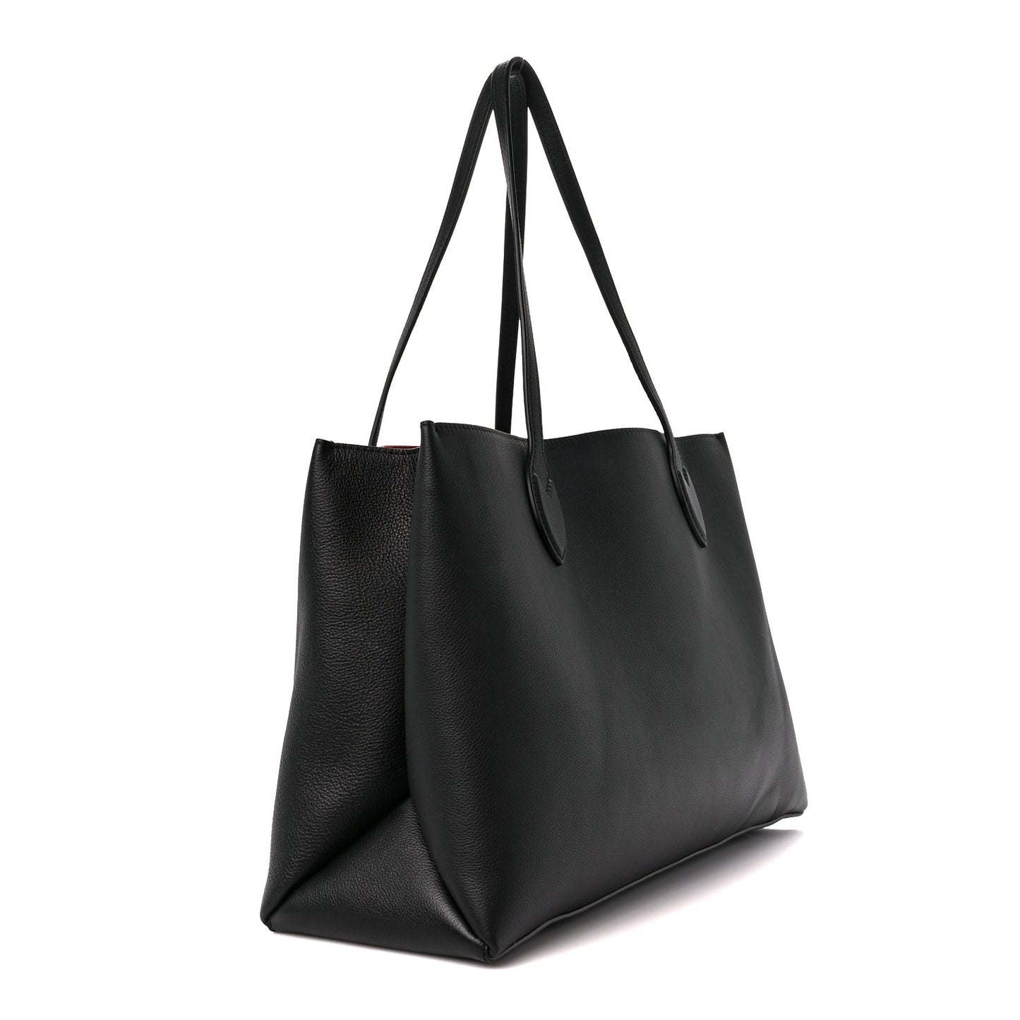 Grained Calfskin Lockme Shopper Black