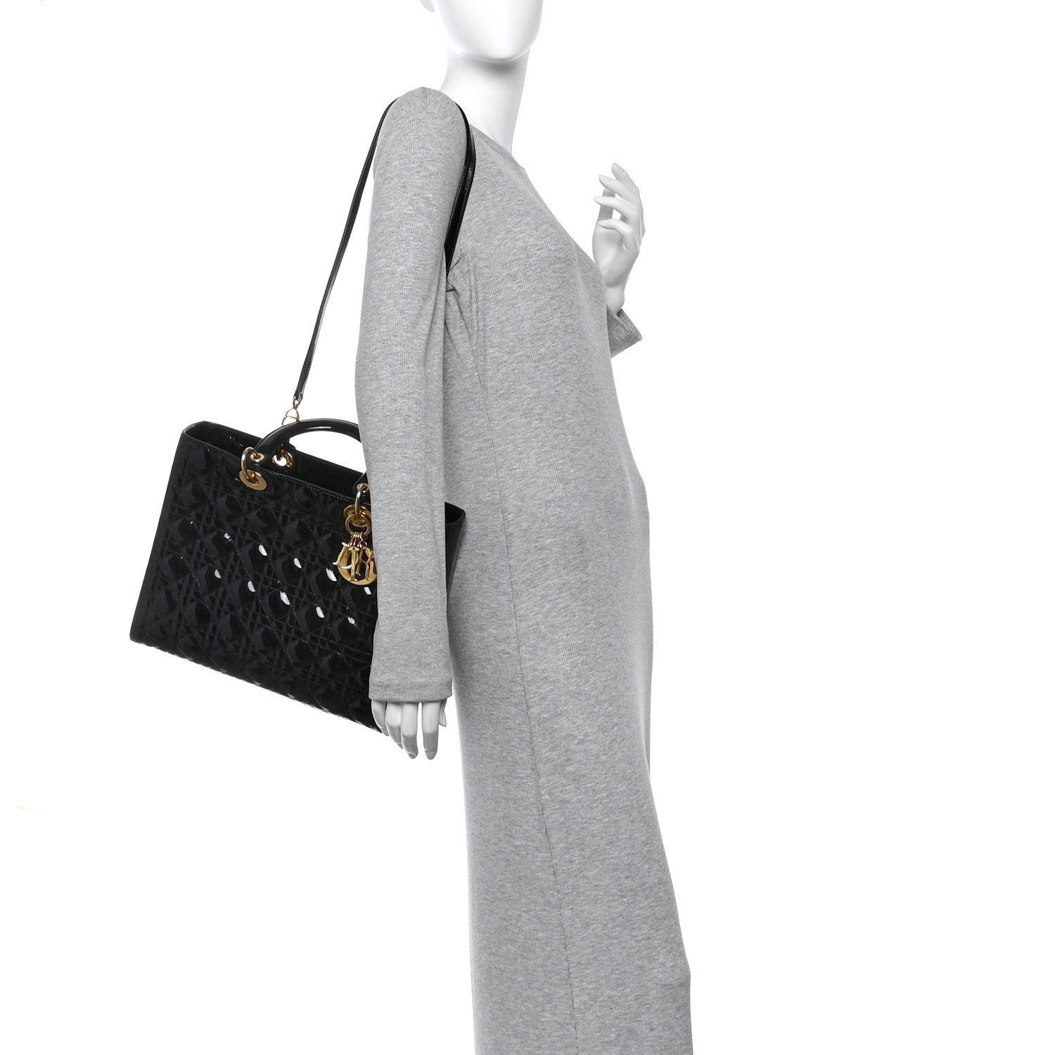 Christian Dior Patent Cannage Large Lady Dior Black 2 of 10