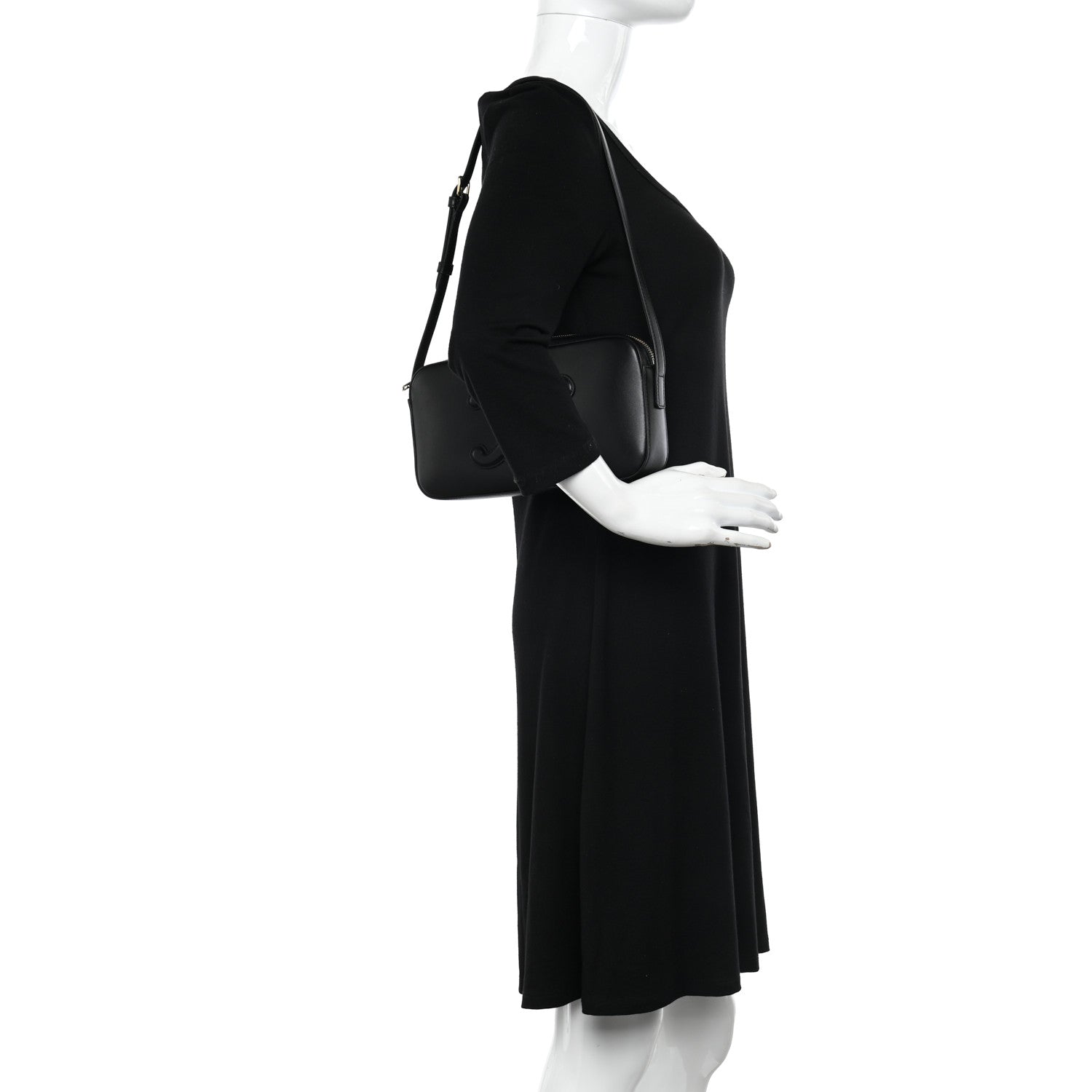 Celine Smooth Calfskin Cuir Triomphe Camera Shoulder Bag Black 2 of 9