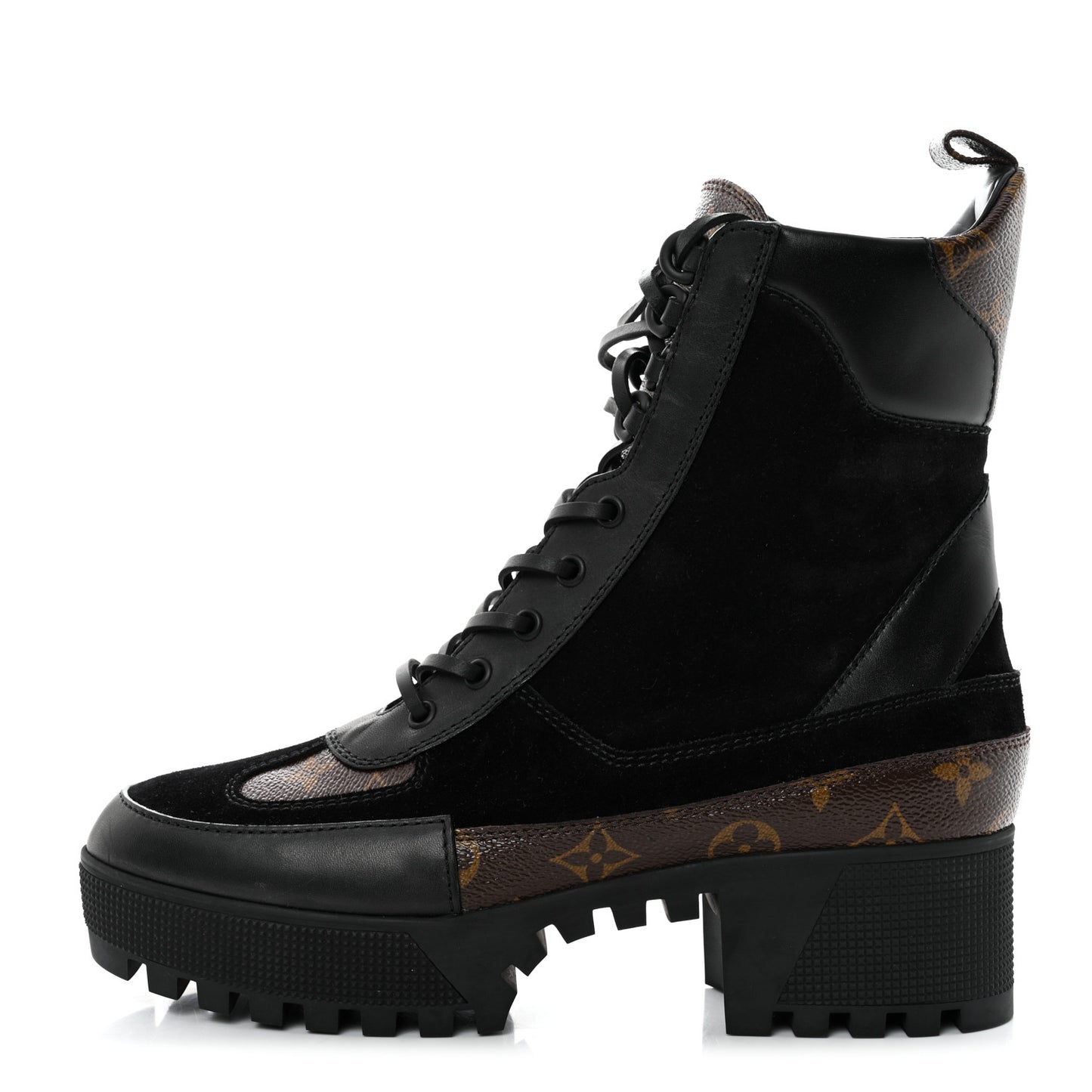 Suede Calfskin Monogram Laureate Platform Desert Boots 41 Black