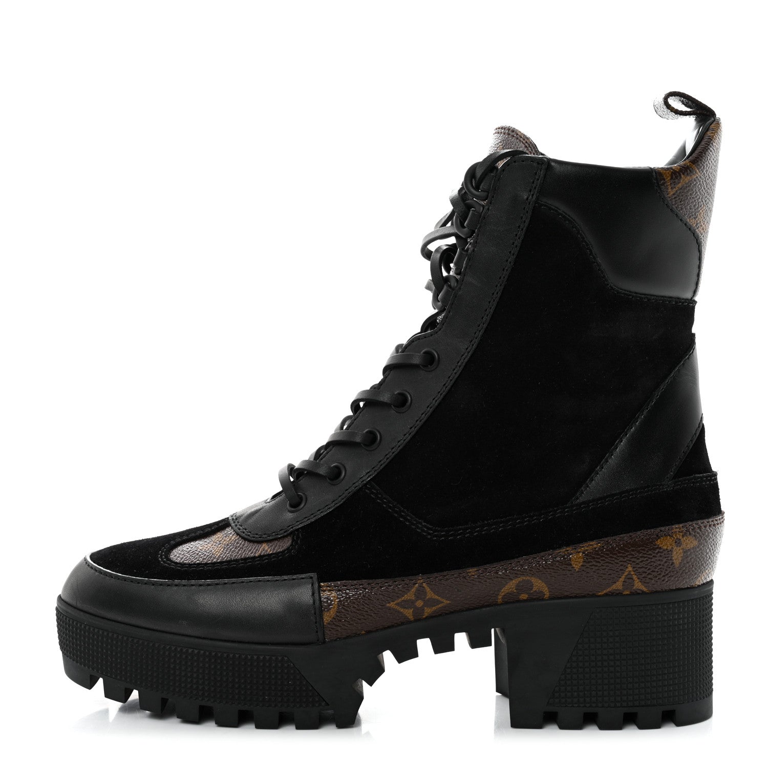 Louis Vuitton Suede Calfskin Monogram Laureate Platform Desert Boots 41 Black 1 of 8