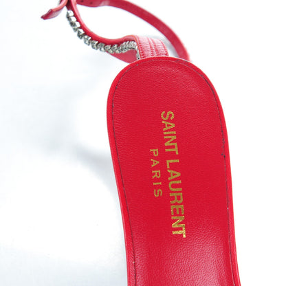 Saint Laurent Crystal Calfskin Kate Ankle Strap Sandals 36 Red 7 of 7