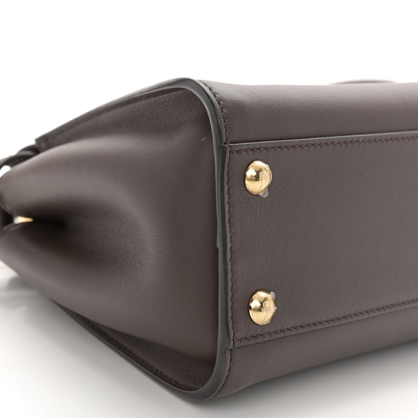 Vitello Seta Suede FF Mini Peekaboo Iconic Satchel Chocolate Sigaro Marrone