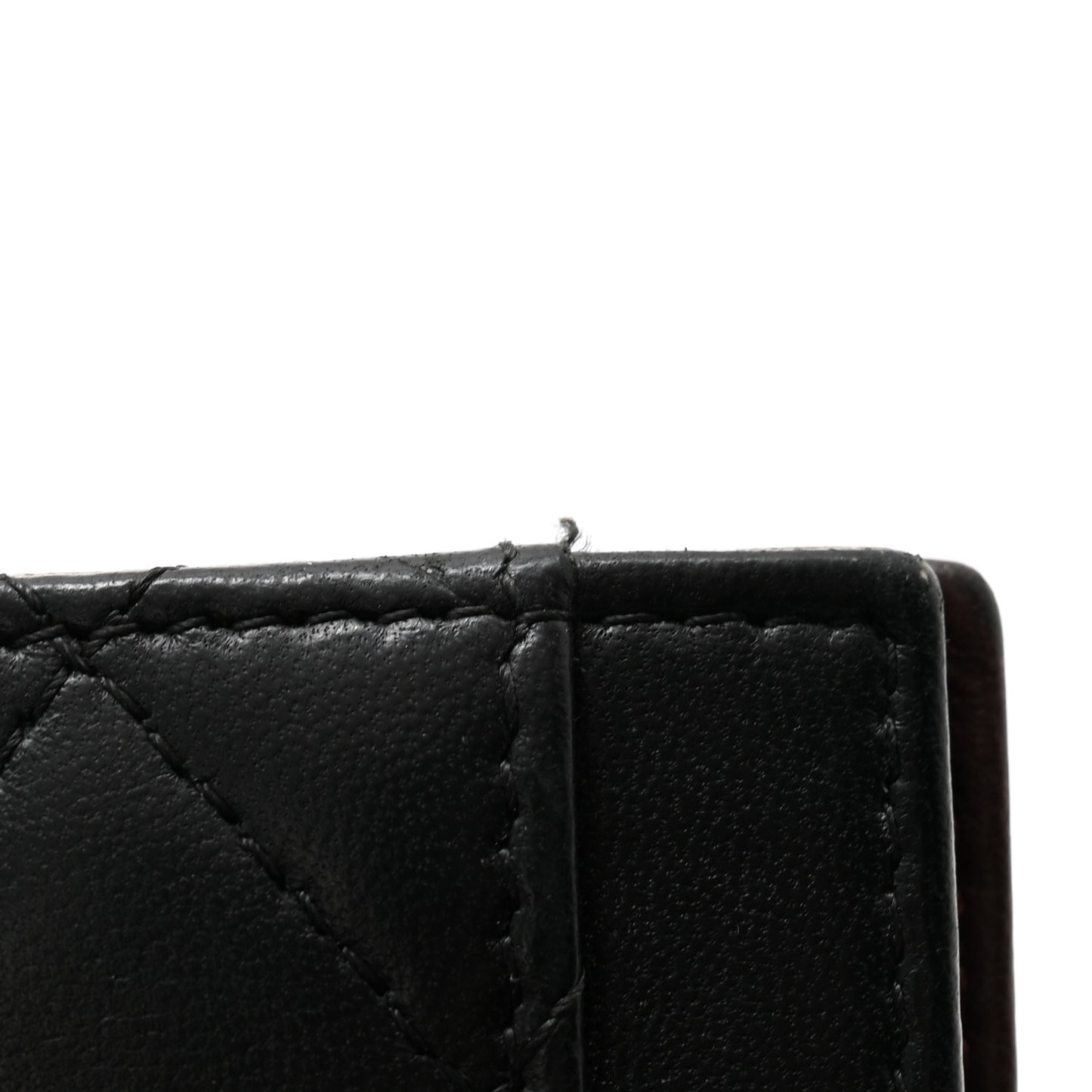 Lambskin Quilted Card Holder Wallet Black