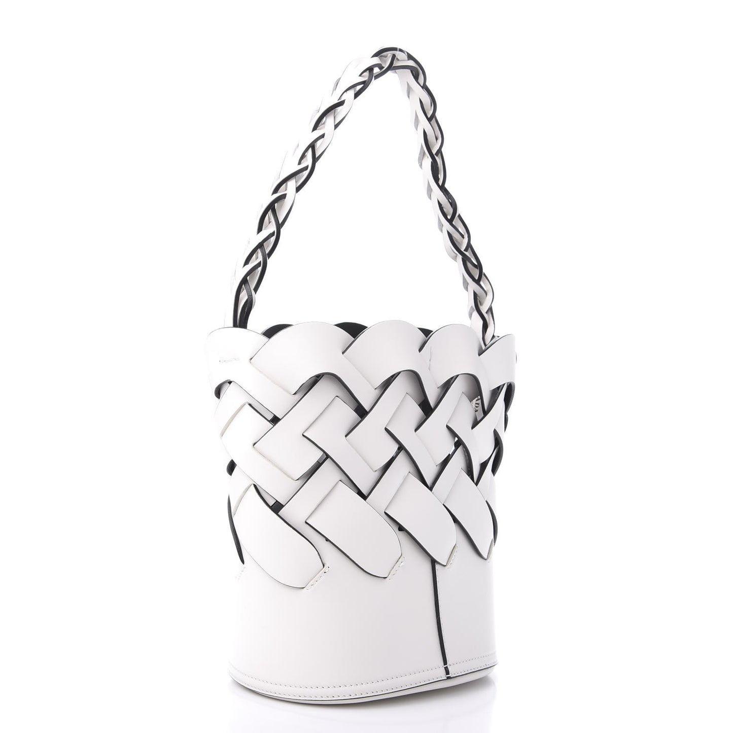 Vitello Intreccio Bucket Bag White