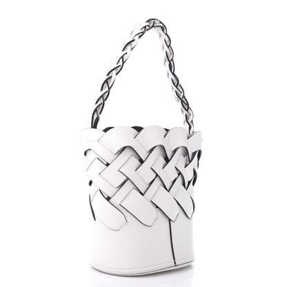 Prada Vitello Intreccio Bucket Bag White 3 of 9