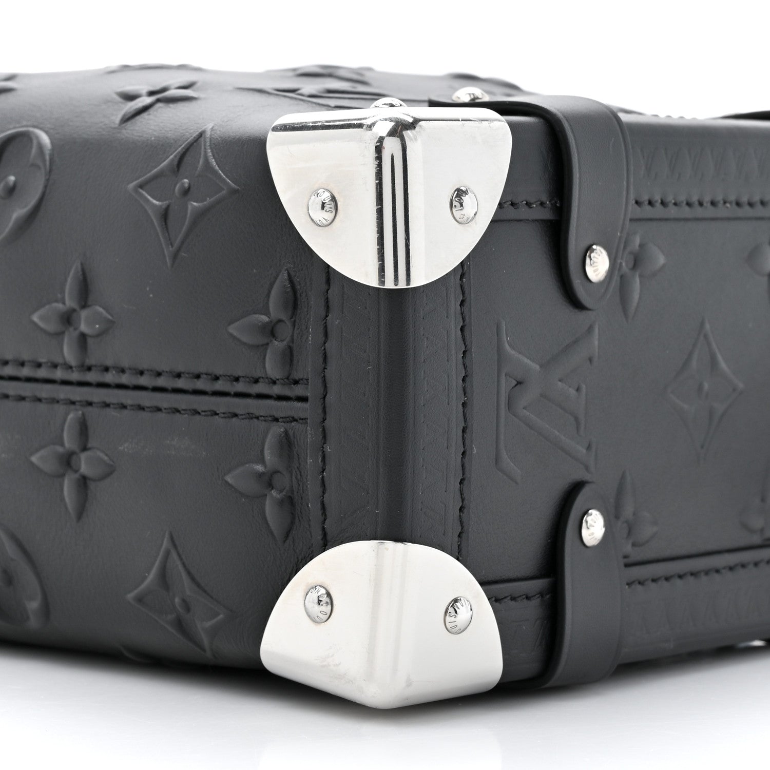 Louis Vuitton Calfskin Debossed Monogram Side Trunk Black 8 of 11