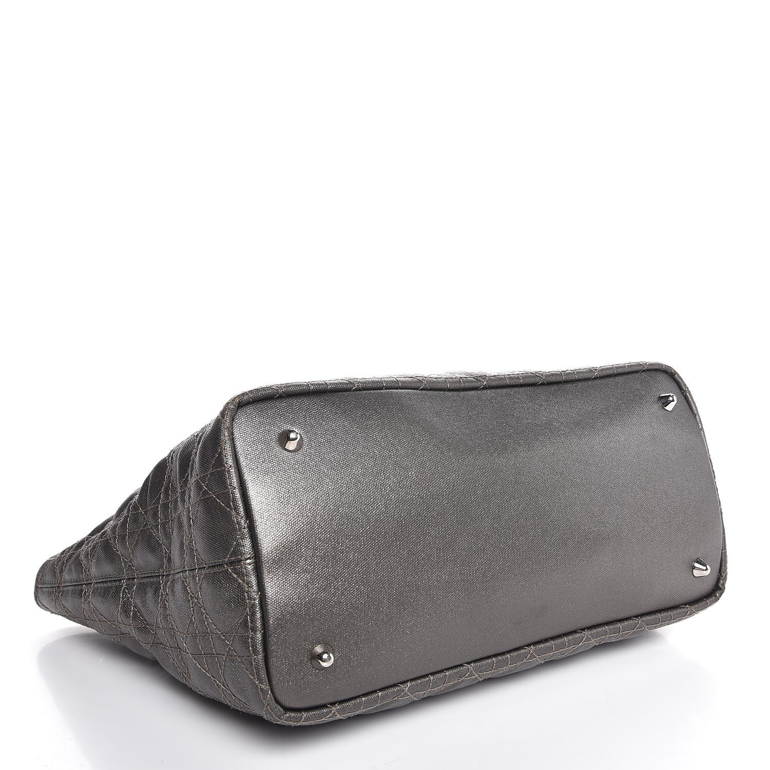 Christian Dior Coated Canvas Cannage Small Panarea Tote Grey 4 of 8