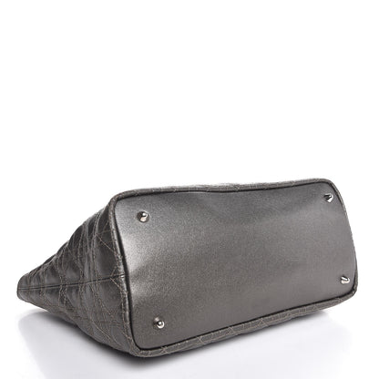 Christian Dior Coated Canvas Cannage Small Panarea Tote Grey 4 of 8