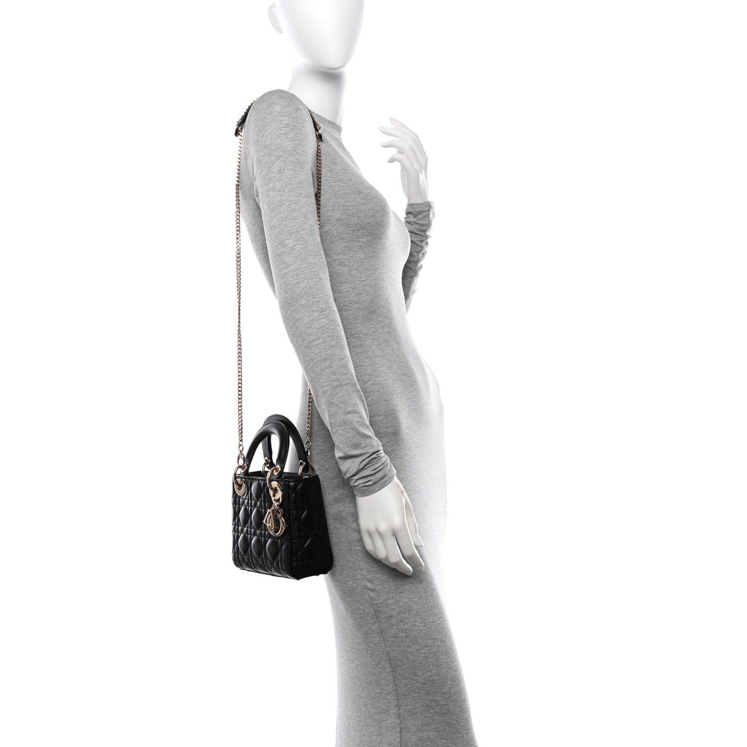 Christian Dior Lambskin Cannage Mini Lady Dior Black 2 of 10