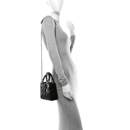 Christian Dior Lambskin Cannage Mini Lady Dior Black 2 of 10