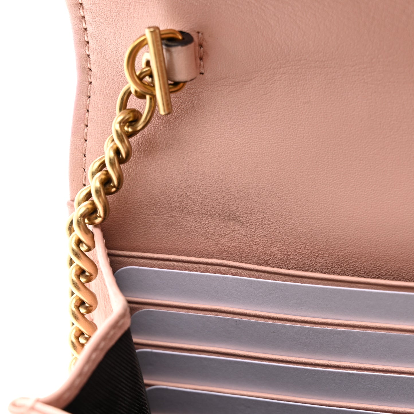 Calfskin Matelasse GG Marmont Chain Wallet Perfect Pink