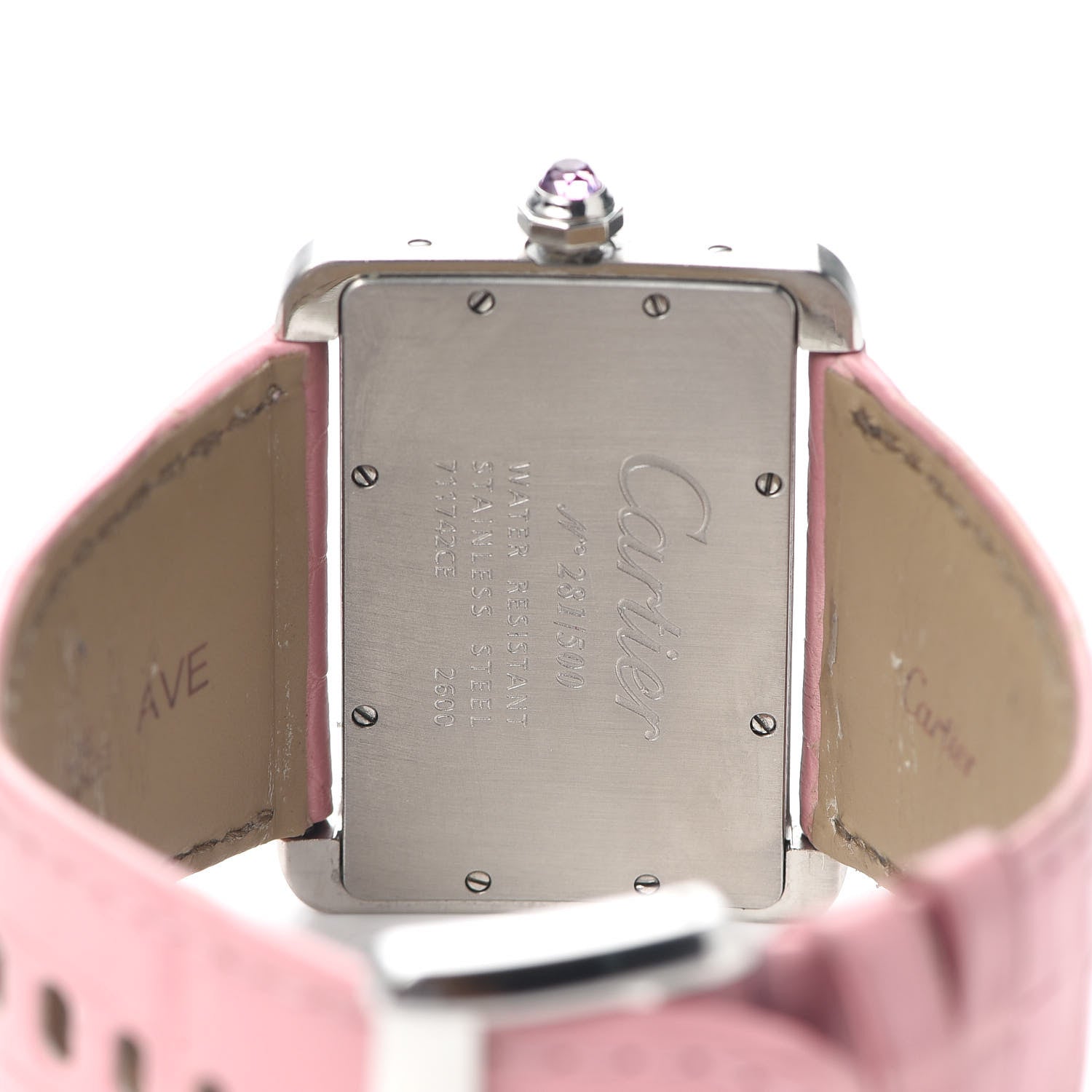 Cartier Stainless Steel Crocodile Mother of Pearl 38mm Tank Divan Quartz Watch Pink 4 of 6