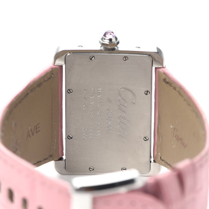 Cartier Stainless Steel Crocodile Mother of Pearl 38mm Tank Divan Quartz Watch Pink 4 of 6