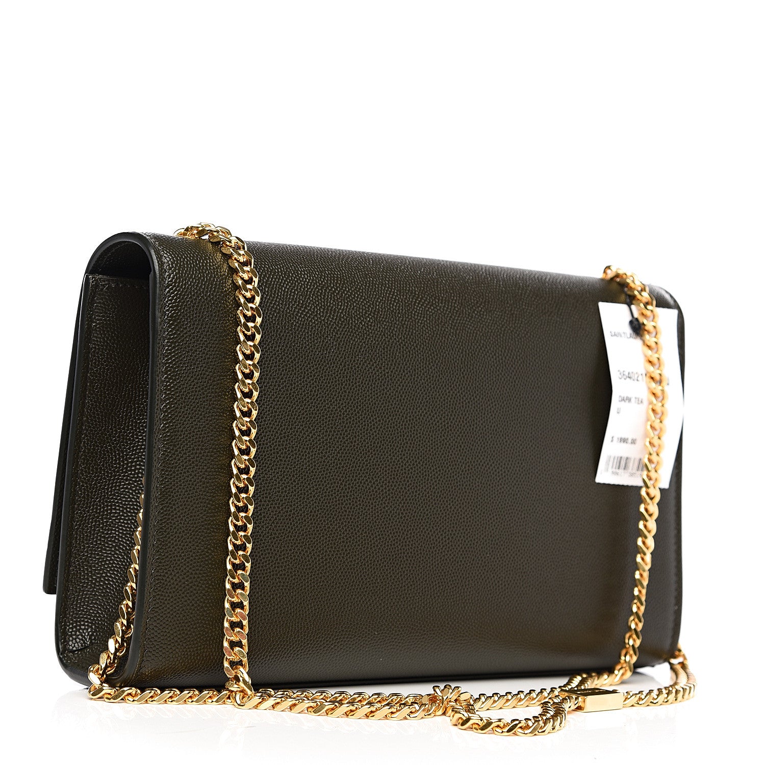 Saint Laurent Grain De Poudre Medium Classic Monogram Kate Satchel Dark Tea 2 of 9