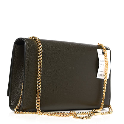 Saint Laurent Grain De Poudre Medium Classic Monogram Kate Satchel Dark Tea 2 of 9