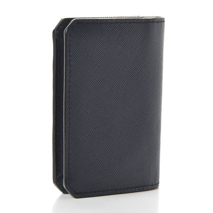Prada Saffiano Corner Card Holder Baltico 3 of 10