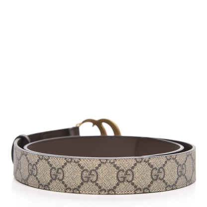 Gucci GG Supreme Monogram Matte Plutone Calfskin Double G 30mm Belt 90 36 Beige Ebony New Acero 2 of 4