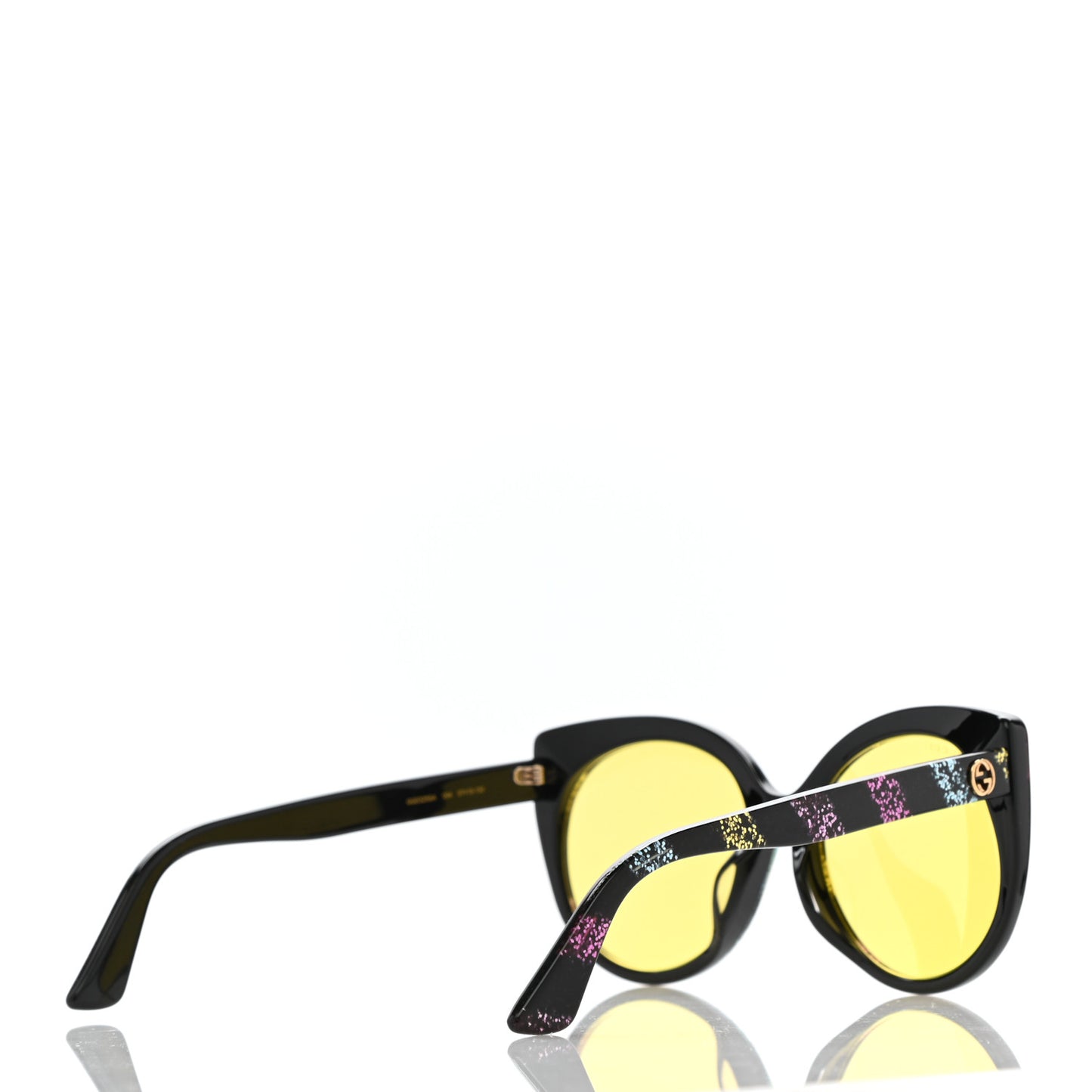Glitter Acetate Cat Eye Sunglasses GG0325SA Black Yellow
