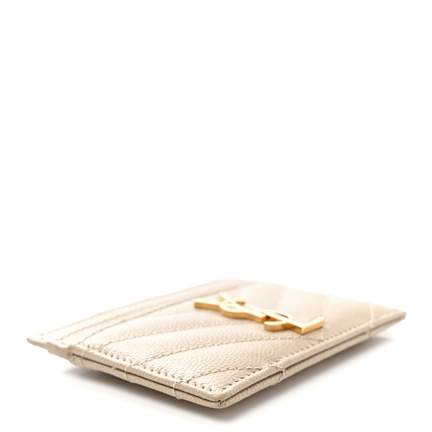 Grain De Poudre Matelasse Chevron Monogram Credit Card Case Sea Salt
