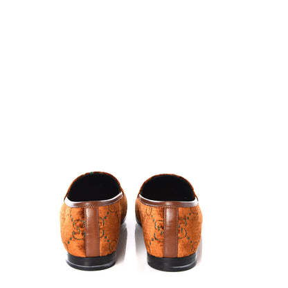 Gucci Velvet GG Monogram Horsebit Womens Jordaan Loafers 39.5 Cognac Green 7 of 11