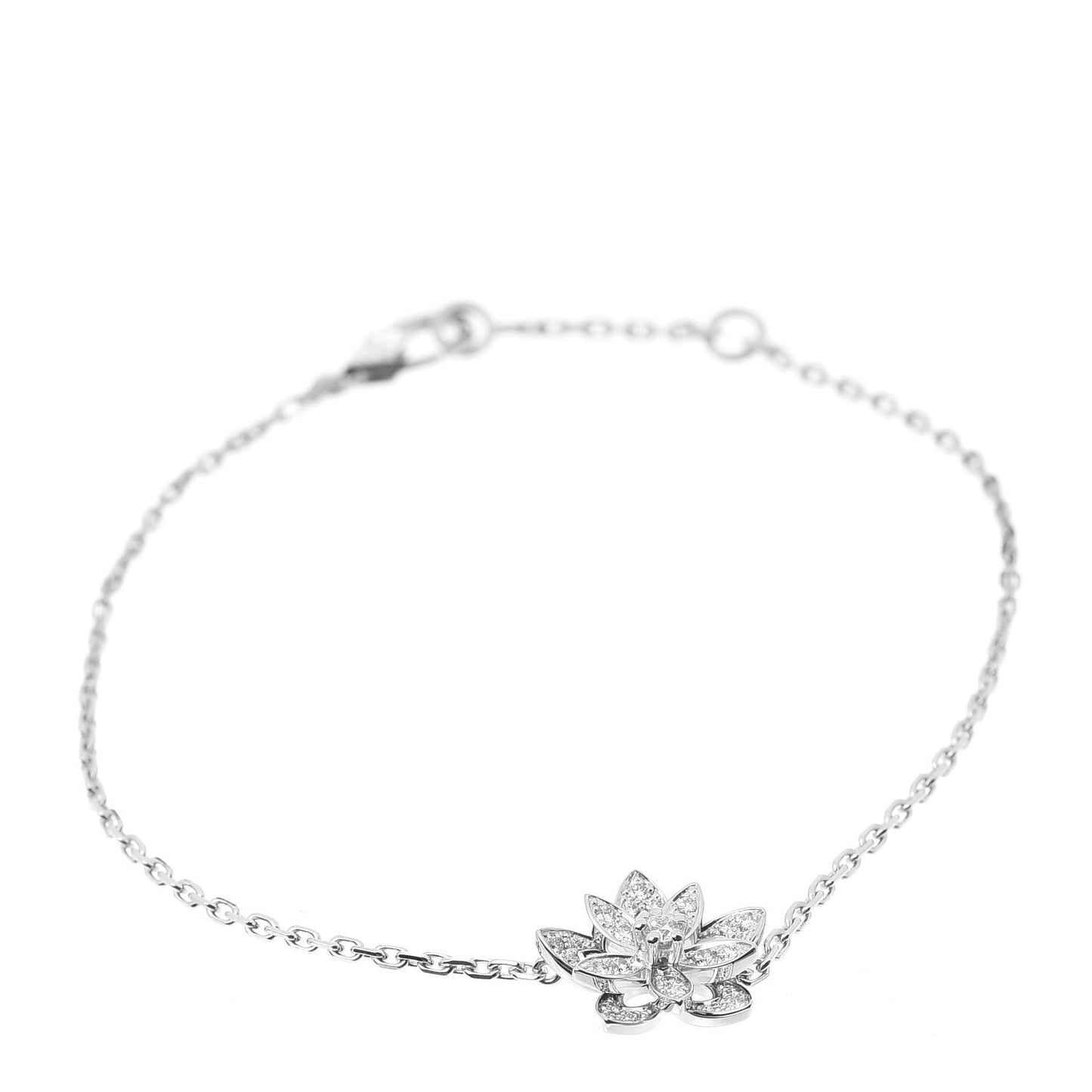 18K White Gold Diamond Mini Lotus Openwork Bracelet