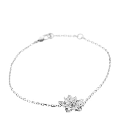 Van Cleef & Arpels 18K White Gold Diamond Mini Lotus Openwork Bracelet 1 of 6