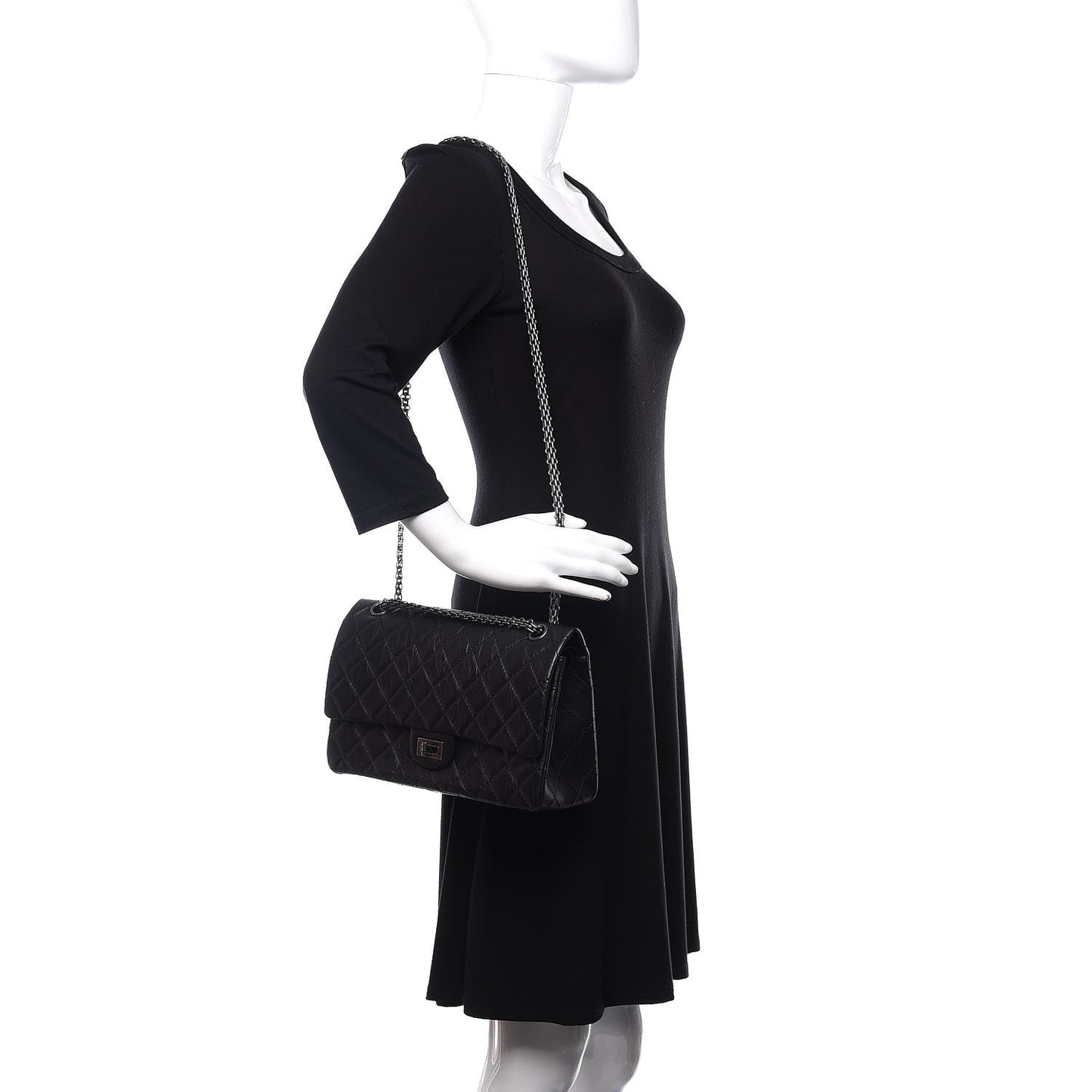 Aged Calfskin Quilted 2.55 Reissue 226 Flap Black