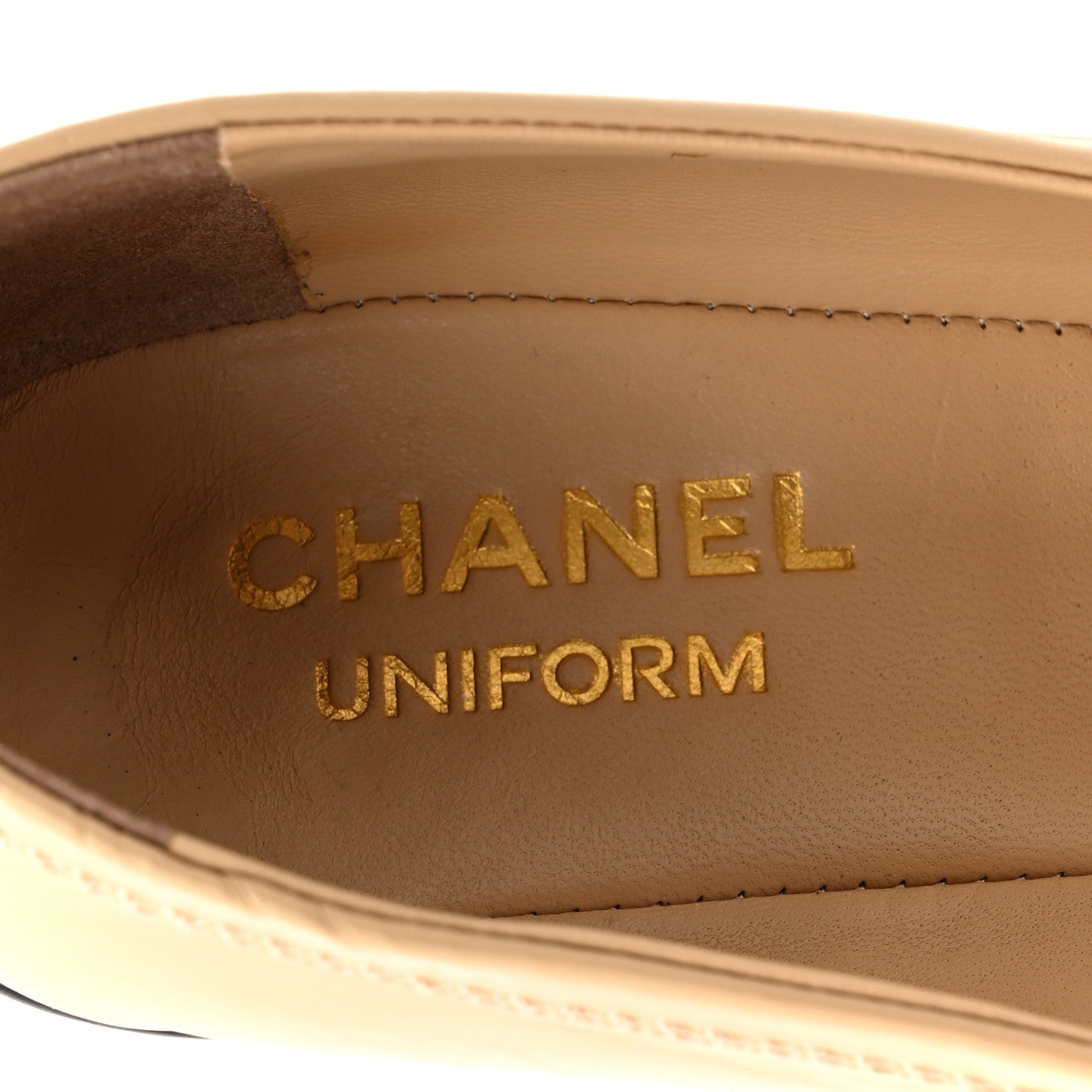 Chanel Lambskin Cap Toe CC Uniform Ballerina Flats 38 Beige Black 8 of 13