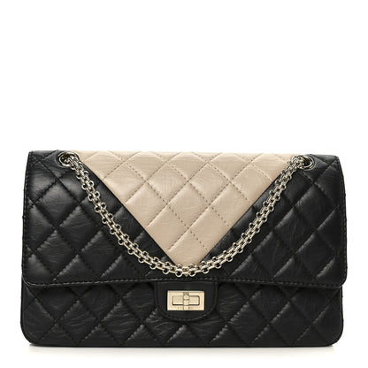 Chanel Aged Calfskin Quilted 2.55 Reissue 226 Flap Beige Black 1 of 10