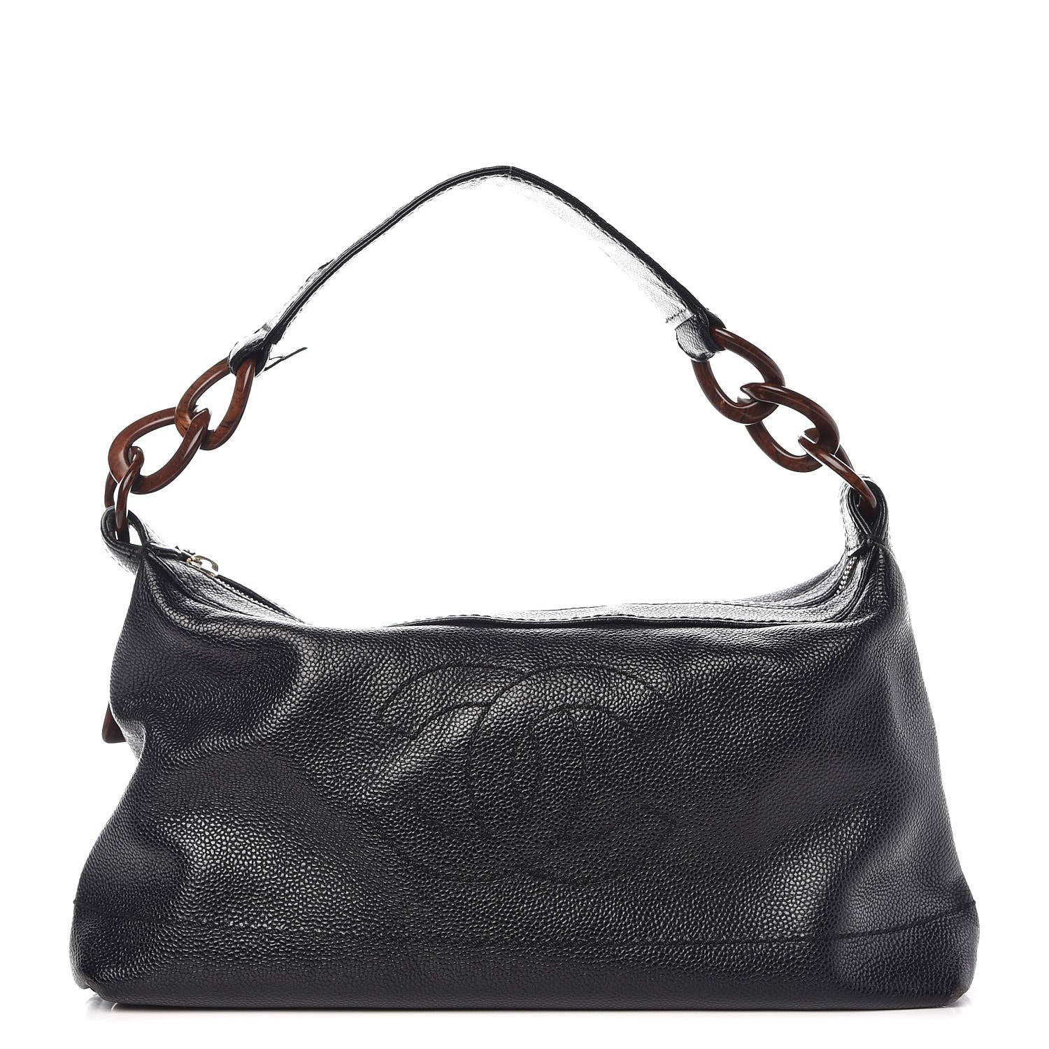 Chanel Caviar CC Wood Chain Hobo Black 1 of 13